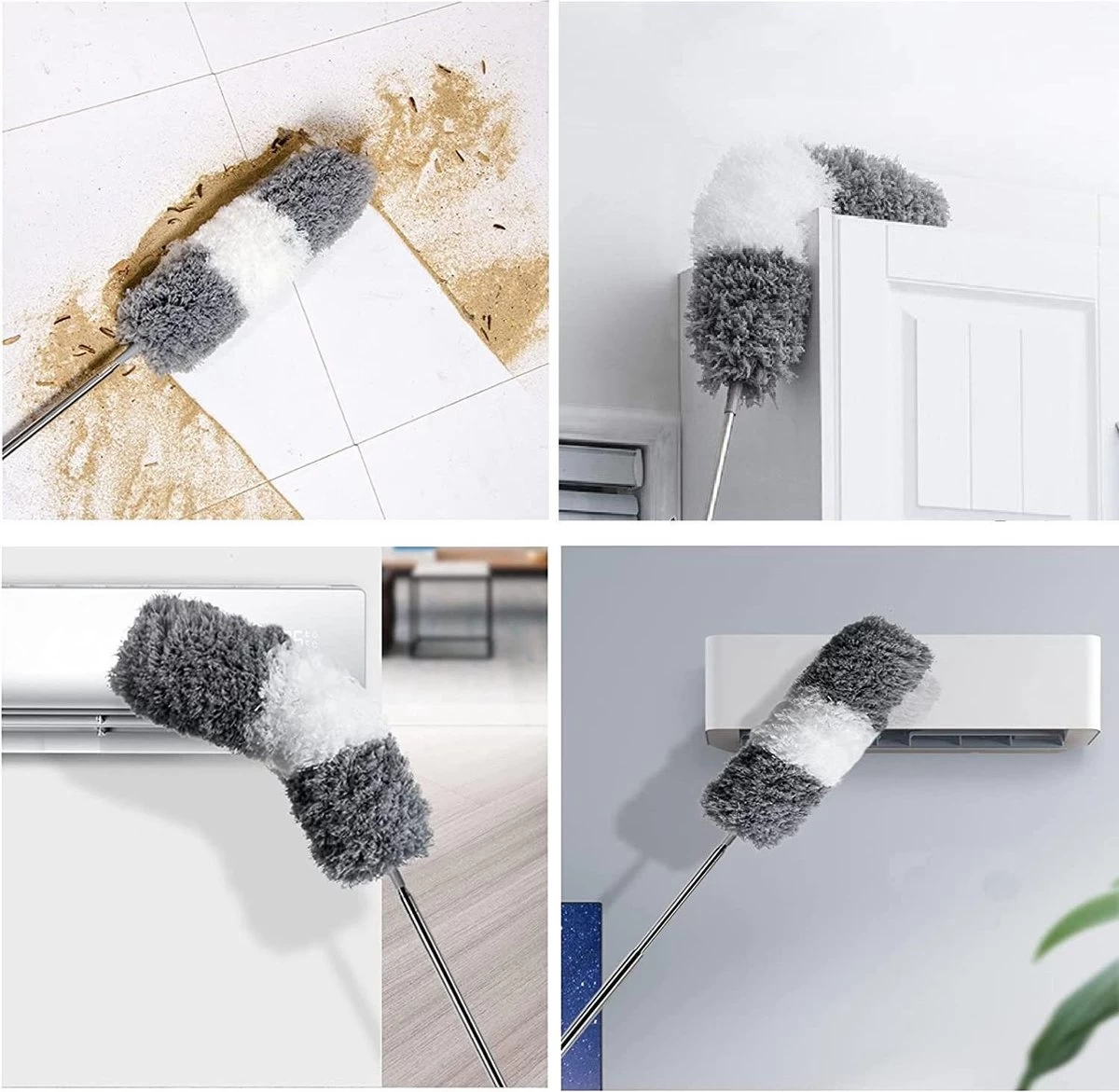 Vannons - Plumeau - Ragebol - Plumeau Uitschuifbaar Tot 245 Cm - Met Telescoopsteel - Wasbaar Microvezel - Grijs Wit 3 Vannons - Plumeau - Ragebol - Plumeau Uitschuifbaar Tot 245 Cm - Met Telescoopsteel - Wasbaar Microvezel - Grijs Wit - Afbeelding 3