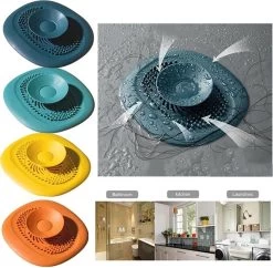 Merkloos Luxe Doucheputje Afvoer Plug Zeef Stopper Stop - Universele Haarfilter Haarvanger Gootsteenstop Afvoerstop Onderdeel Afvoerputje Stopper Putje Rooster Voor Wastafel Gootsteen Spoelbak Bad Douchebak Keuken Wasbak Badkuip Aanrecht - Siliconen - Blauw