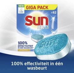 SUN® Sun All-in 1 Normaal Vaatwastabletten - 62 Tabletten - Voordeelverpakking -Huishoudelijke Schoonmaak 1200x1176 2