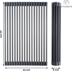 Kitch&Life Afdruiprek Oprolbaar - Mat Zwart - Pannenonderzetter - Afdruipmat - Keukenrek 3-in-1 -Huishoudelijke Schoonmaak 1200x1185 1