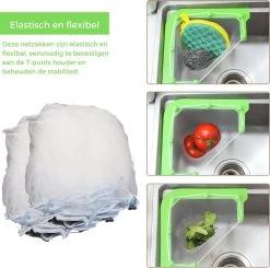 Merkloos Gootsteen Organizer - Gootsteen Afval Netje - Gootsteenontstopper - Spoelbak - Incl. 50 Netjes -Huishoudelijke Schoonmaak 1200x1191 2