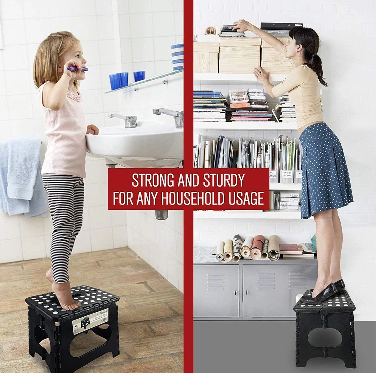 Buxibo - Kruk - Krukje - Keukentrap - Keukentrapje - Opvouwbaar Trapje - Keuken/Badkamer/Schuur Trapje - 29 X 24 X 40cm 6 Buxibo - Kruk - Krukje - Keukentrap - Keukentrapje - Opvouwbaar Trapje - Keuken/Badkamer/Schuur Trapje - 29 X 24 X 40cm - Afbeelding 6