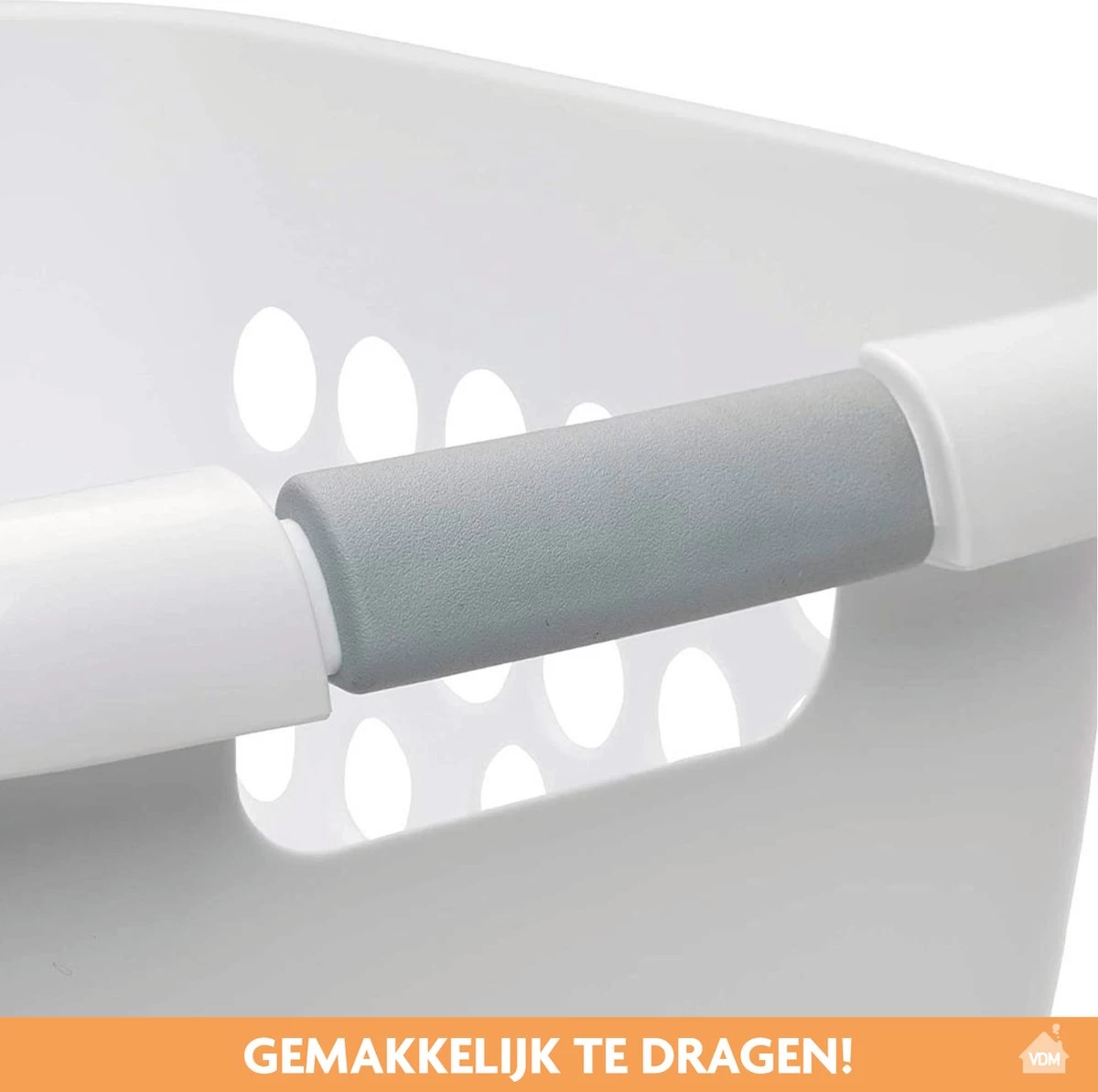 LaundrySpecialist Wasmand Met Soft Grip Handvaten – 35 X 28 X 29 Cm – 28 Liter – Wit 5 LaundrySpecialist Wasmand Met Soft Grip Handvaten – 35 X 28 X 29 Cm – 28 Liter – Wit - Afbeelding 5