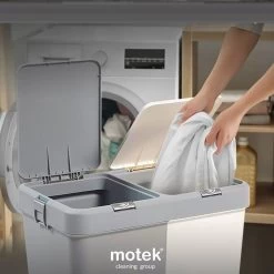 Motek® - Wasmand - 2 Vakken Met Deksel - Met Touch Deksel - Gemaakt Van 100% Gerecycled Kunststof - 80 L - Wasmand Met Deksel - Wassorteerder - Grijs - Wit 15 Motek® - Wasmand - 2 Vakken Met Deksel - Met Touch Deksel - Gemaakt Van 100% Gerecycled Kunststof - 80 L - Wasmand Met Deksel - Wassorteerder - Grijs - Wit -Huishoudelijke Schoonmaak 1200x1198 32