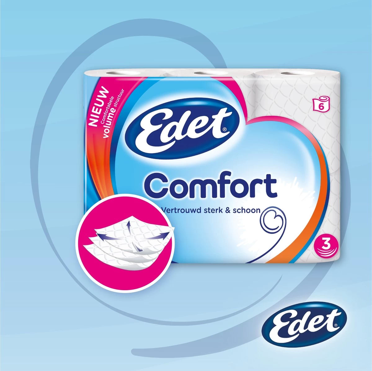 Edet Comfort Toiletpapier - 3-laags - 24 Rollen 2 Edet Comfort Toiletpapier - 3-laags - 24 Rollen - Afbeelding 2