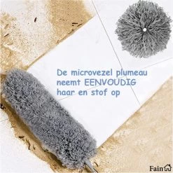 Fain® Plumeau Met Telescoopsteel – Grijs – 80 Tot 280 Cm - Uitschuifbaar – Wasbaar - Flexibel 360° Draaibaar – Duster - Microvezel Ragebol -Huishoudelijke Schoonmaak 1200x1198 45