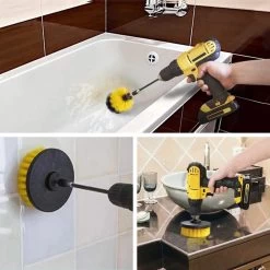 Merkloos 4-delige Borstelset Voor Boormachine - Inclusief Verlengstuk - Opzetborstels - Schrobborstel - Schuurborstel - Schoonmaakborstel - Tapijtreiniger - Brush - Geel - Gratis Verzending -Huishoudelijke Schoonmaak 1200x1199 18