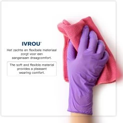 IVROU® Nitril Handschoenen - 100 Stuks Wegwerp Handschoenen - Poeder Vrij, Latex Vrij - Maat: M - Violet Blauw -Huishoudelijke Schoonmaak 1200x1200 1320