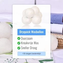 DRYQUICK Drogerballen- Wasbollen- Duurzaam Schapenwol - Herbruikbaar- 6 XL Wasballen Wit -Huishoudelijke Schoonmaak 1200x1200 285
