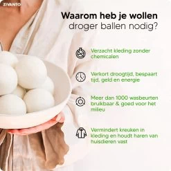 Drogerballen - Droogballen Voor Wasdrogers - Wasdrogerballen, Wasbollen & Wasballen - 100% Diervriendelijk, Duurzaam & Herbruikbaar - Duurzaam Cadeau - Energie Besparen - RWS Wol & Zero Waste - 6 Stuks Van Zivanto -Huishoudelijke Schoonmaak 1200x1200 295
