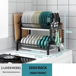 Merkloos Afdruiprek - Afdruiprek Met Lekbak - Afwas - Metaal - Zwart - RVS Afwasrek -Huishoudelijke Schoonmaak 1200x1200 332