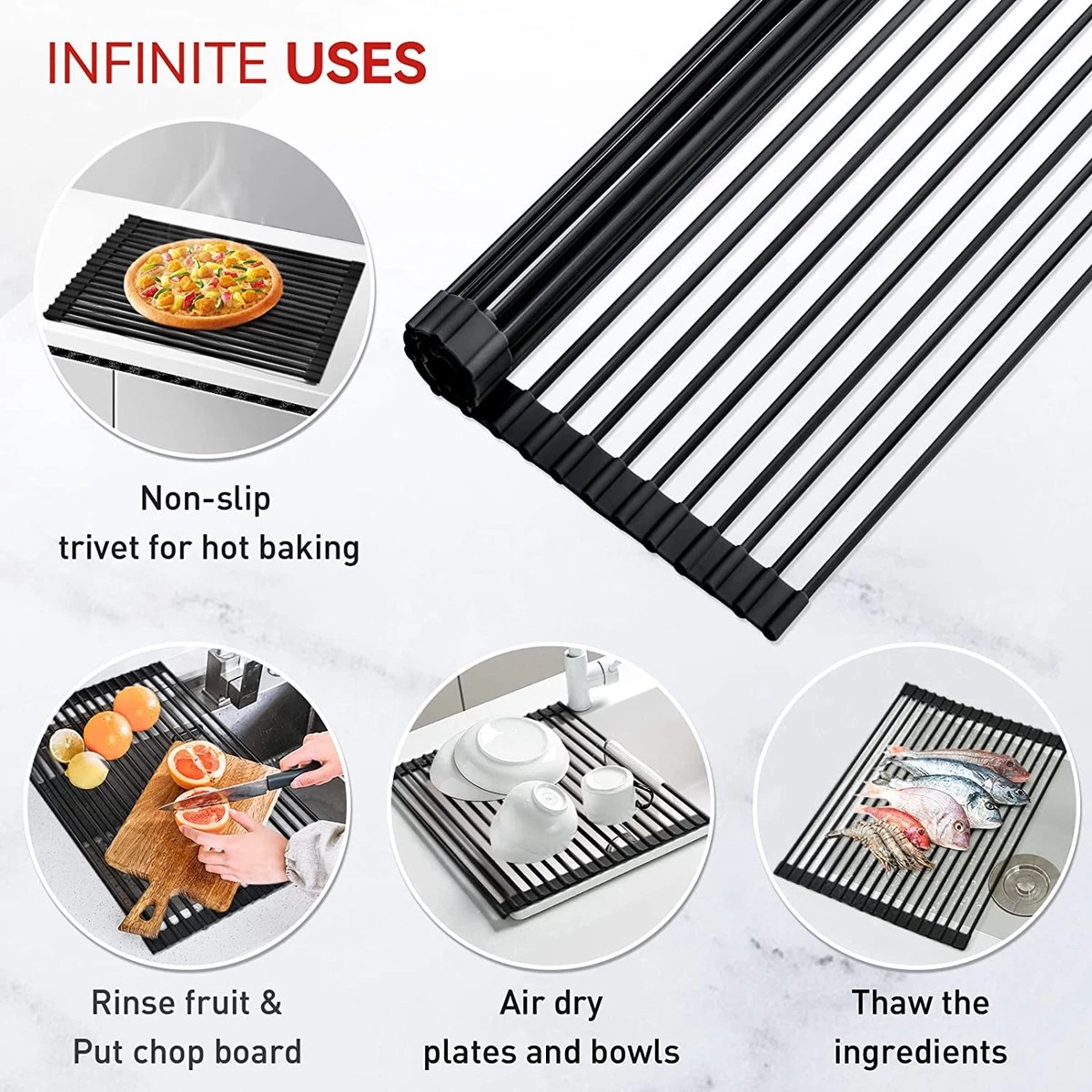 BOTC Afdruiprek - Verstelbaar - Afdruipmat Voor Afwas - Pannenonderzetter - Opvouwbaar 8 BOTC Afdruiprek - Verstelbaar - Afdruipmat Voor Afwas - Pannenonderzetter - Opvouwbaar - Afbeelding 8