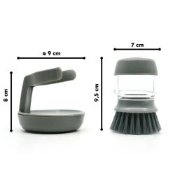 In Round Afwasborstel Met Zeepdispenser / Zeepreservoir – Inclusief Houder – Grijs – Afwas Borstel – Zeep Handborstel – Doseerpomp – Afwasmiddel Dispenser – Navulbaar -Huishoudelijke Schoonmaak 1200x1200 373