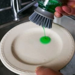 In Round Afwasborstel Met Zeepdispenser / Zeepreservoir – Inclusief Houder – Grijs – Afwas Borstel – Zeep Handborstel – Doseerpomp – Afwasmiddel Dispenser – Navulbaar -Huishoudelijke Schoonmaak 1200x1200 376