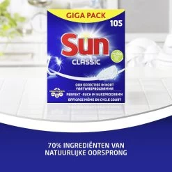 SUN® Sun Vaatwastabletten Classic - 105 Stuks - Voordeelverpakking -Huishoudelijke Schoonmaak 1200x1200 448
