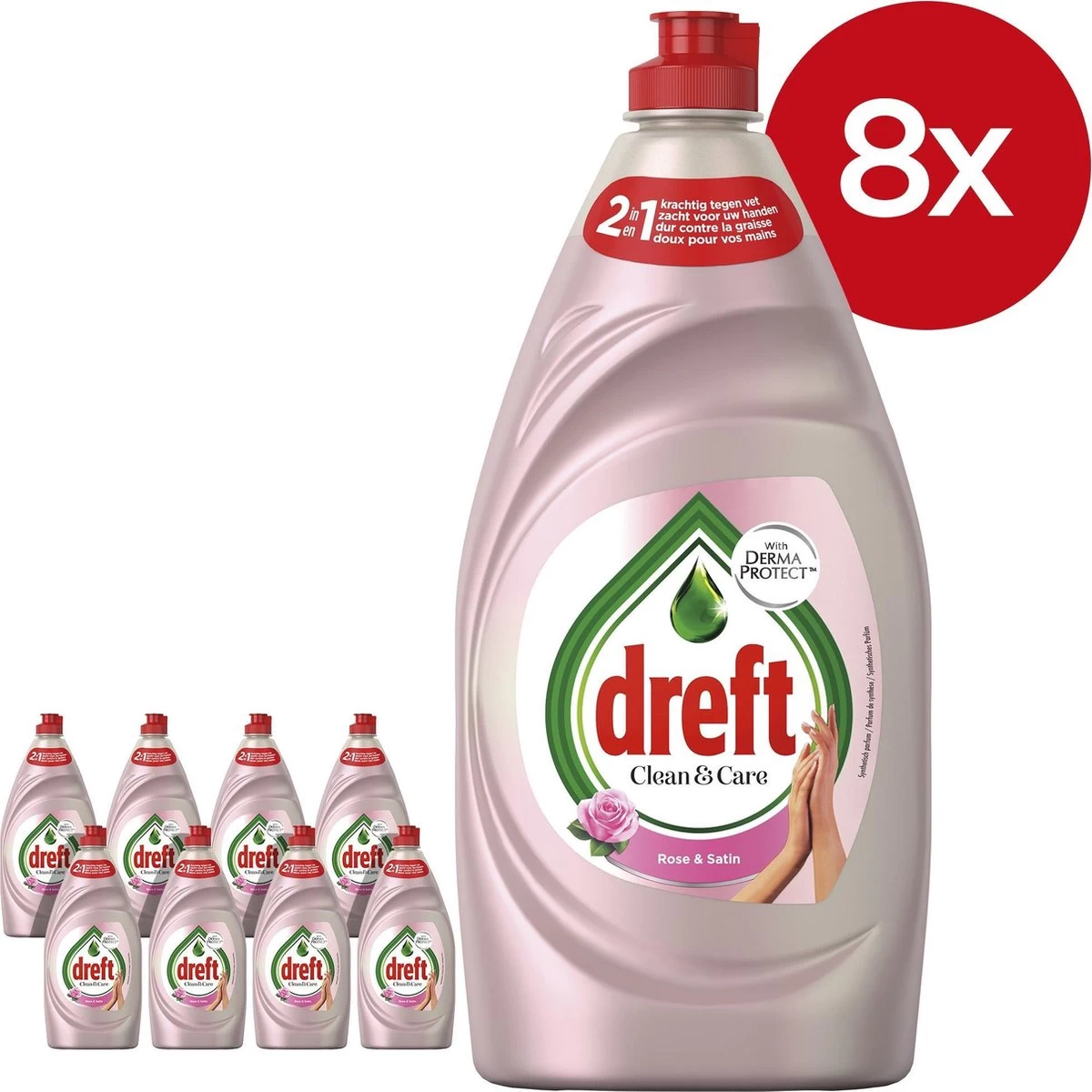 Dreft Clean & Care Rose & Satin Afwasmiddel - 8x780ml - Voordeelverpakking 7 Dreft Clean & Care Rose & Satin Afwasmiddel - 8x780ml - Voordeelverpakking - Afbeelding 7