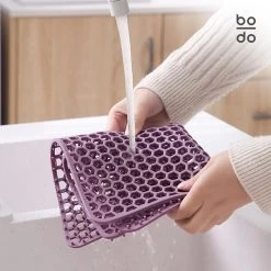 BODO Gootsteenmat Siliconen Donker Grijs - 34.5 X 34.5 Cm - Keuken Accessoires - Gootsteen Beschermer - Onderzetters Siliconen - Anti Kras -Huishoudelijke Schoonmaak 1200x1200 491