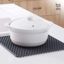 BODO Gootsteenmat Siliconen Donker Grijs - 30.5 X 30.5 Cm - Keuken Accessoires - Gootsteen Beschermer - Onderzetters Siliconen - Anti Kras - Gootsteen Accessoires -Huishoudelijke Schoonmaak 1200x1200 503