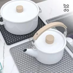 BODO Gootsteenmat Siliconen Donker Grijs - 30.5 X 30.5 Cm - Keuken Accessoires - Gootsteen Beschermer - Onderzetters Siliconen - Anti Kras - Gootsteen Accessoires -Huishoudelijke Schoonmaak 1200x1200 504