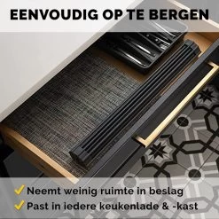 Kitch&Life Afdruiprek Oprolbaar - Mat Zwart - Pannenonderzetter - Afdruipmat - Keukenrek 3-in-1 -Huishoudelijke Schoonmaak 1200x1200 508