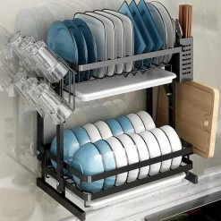 TammaT - Afdruiprek Met Lekbak 2 Laags – Inklapbaar - Afwasrek – Met 2 Lekbakken – Extra Accessories Voor Servies En Snijplanken - RVS - 38x35x26,5cm 18 TammaT - Afdruiprek Met Lekbak 2 Laags – Inklapbaar - Afwasrek – Met 2 Lekbakken – Extra Accessories Voor Servies En Snijplanken - RVS - 38x35x26,5cm -Huishoudelijke Schoonmaak 1200x1200 513