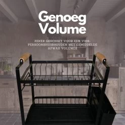 Afdruiprek - Zwart/ Met Flexibele Water Afvoer/ Borden, Pannen Bestek/ RVS/ Lichtgewicht/ Lekbak/ Luxe Uitvoering -Huishoudelijke Schoonmaak 1200x1200 518