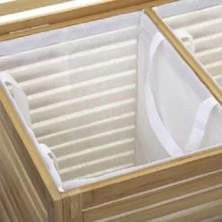 4goodz Bamboe Wasmand Met 2 Vakken En Deksel 60x40x58 Cm - Bruin -Huishoudelijke Schoonmaak 1200x1200 588