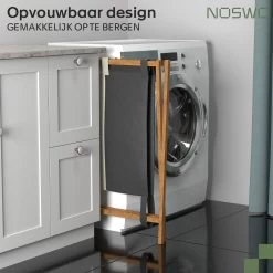 Noswo Wasmand Met 3 Vakken - Wassorteerder - Opvouwbaar - Wasbox - 143L - Bamboe -Huishoudelijke Schoonmaak 1200x1200 592