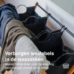 JASC Wasmand 3 Vakken - Wassorteerder - Wasmanden - Zwart - Bamboe - 128 Liter -Huishoudelijke Schoonmaak 1200x1200 598