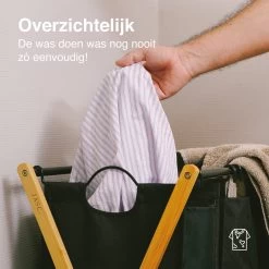 JASC Wasmand 3 Vakken - Wassorteerder - Wasmanden - Zwart - Bamboe - 128 Liter -Huishoudelijke Schoonmaak 1200x1200 600