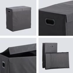 LifeGoods Dubbele Wasmand - 120L - Deksel En Handvaten - 2 Vakken - Grijs -Huishoudelijke Schoonmaak 1200x1200 607