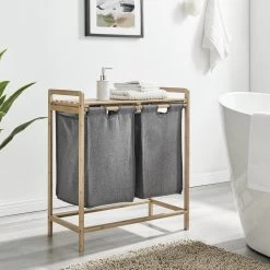 ACAZA Wasmand - Wassorteerder Met 2 Uitschuifbare Waszakken - Stof / Bamboe - Grijs 9 ACAZA Wasmand - Wassorteerder Met 2 Uitschuifbare Waszakken - Stof / Bamboe - Grijs -Huishoudelijke Schoonmaak 1200x1200 615