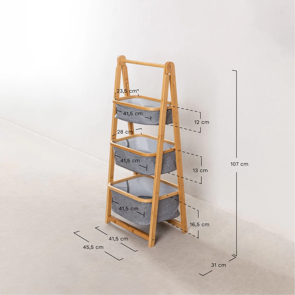 MIRA Home - BOSTIC - Almeria - Bamboe Rek Met 2 Manden - Duurzaam En Veilig Opbergen - Duurzaam - Afmetingen 45x97cm 2 MIRA Home - BOSTIC - Almeria - Bamboe Rek Met 2 Manden - Duurzaam En Veilig Opbergen - Duurzaam - Afmetingen 45x97cm - Afbeelding 2