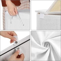 IBella Living - Wasmand Met 2 Vakken - Bamboe Wassorteerder - 100 Liter Wit -Huishoudelijke Schoonmaak 1200x1200 629