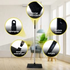 Schrobbezem Zwart Luiwagen Met Steel 120cm - Tuinbezem Straatbezem - Schoonmaak Schrobber Kunststof Harde Bezem - Schrobborstel En Schuurborstel -Huishoudelijke Schoonmaak 1200x1200 712