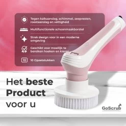 GoScrub® Elektrische Schoonmaakborstel – Elektrische Schrobber - Schrobborstel – Voor Badkamer Of Keuken – Schrobber Met Steel – Luiwagen – Polijstmachine - Roze -Huishoudelijke Schoonmaak 1200x1200 715