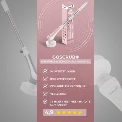 GoScrub® Elektrische Schoonmaakborstel – Elektrische Schrobber - Schrobborstel – Voor Badkamer Of Keuken – Schrobber Met Steel – Luiwagen – Polijstmachine - Roze -Huishoudelijke Schoonmaak 1200x1200 720