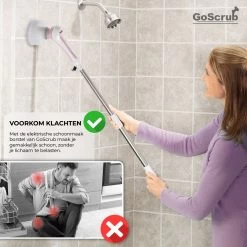 GoScrub® Elektrische Schoonmaakborstel – Elektrische Schrobber - Schrobborstel – Voor Badkamer Of Keuken – Schrobber Met Steel – Luiwagen – Polijstmachine - Roze -Huishoudelijke Schoonmaak 1200x1200 721