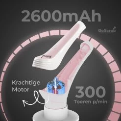 GoScrub® Elektrische Schoonmaakborstel – Elektrische Schrobber - Schrobborstel – Voor Badkamer Of Keuken – Schrobber Met Steel – Luiwagen – Polijstmachine - Roze -Huishoudelijke Schoonmaak 1200x1200 722