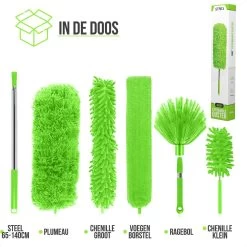 Strex Telescopische Plumeau Set Met Telescoopsteel - 60 Tot 140 Cm - Uitschuifbaar - Flexibel - Microvezel Ragebol - 5-Delige Schoonmaak Set -Huishoudelijke Schoonmaak 1200x1200 738