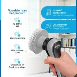 Qualitics Elektrische Schoonmaakborstel - Roterende Polijstmachine - Schrobborstel - Poetsmachine - Vloerreiniger Met 10 Opzetstukken -Huishoudelijke Schoonmaak 1200x1200 768
