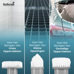 GoScrub® Elektrische Schoonmaakborstel – Elektrische Schrobber - Schrobborstel – Voor Badkamer Of Keuken – Schrobber Met Steel – Luiwagen – Polijstmachine - Poetsmachine Met 10 Opzetstukken -Huishoudelijke Schoonmaak 1200x1200 776