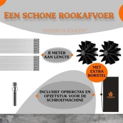 Schoorsteenveegset - 8 Meter - 2 Borstelkoppen - Professioneel - Schoorsteen Borstel - Veegkit - Haardset Voor Houtkachel - Flexibel - Schoorsteenveger - Pelletkachel Accessoires - Schoorsteen Reiniger - Geschikt Voor Boormachines -Huishoudelijke Schoonmaak 1200x1200 783