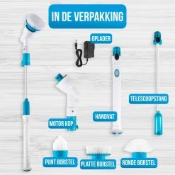 Strex Elektrische Schoonmaakborstel - Draadloze Schrobborstel - Schrobber - 3 Opzetstukken - Telescoopsteel - Poetsmachine Met Krachtige Accu -Huishoudelijke Schoonmaak 1200x1200 804