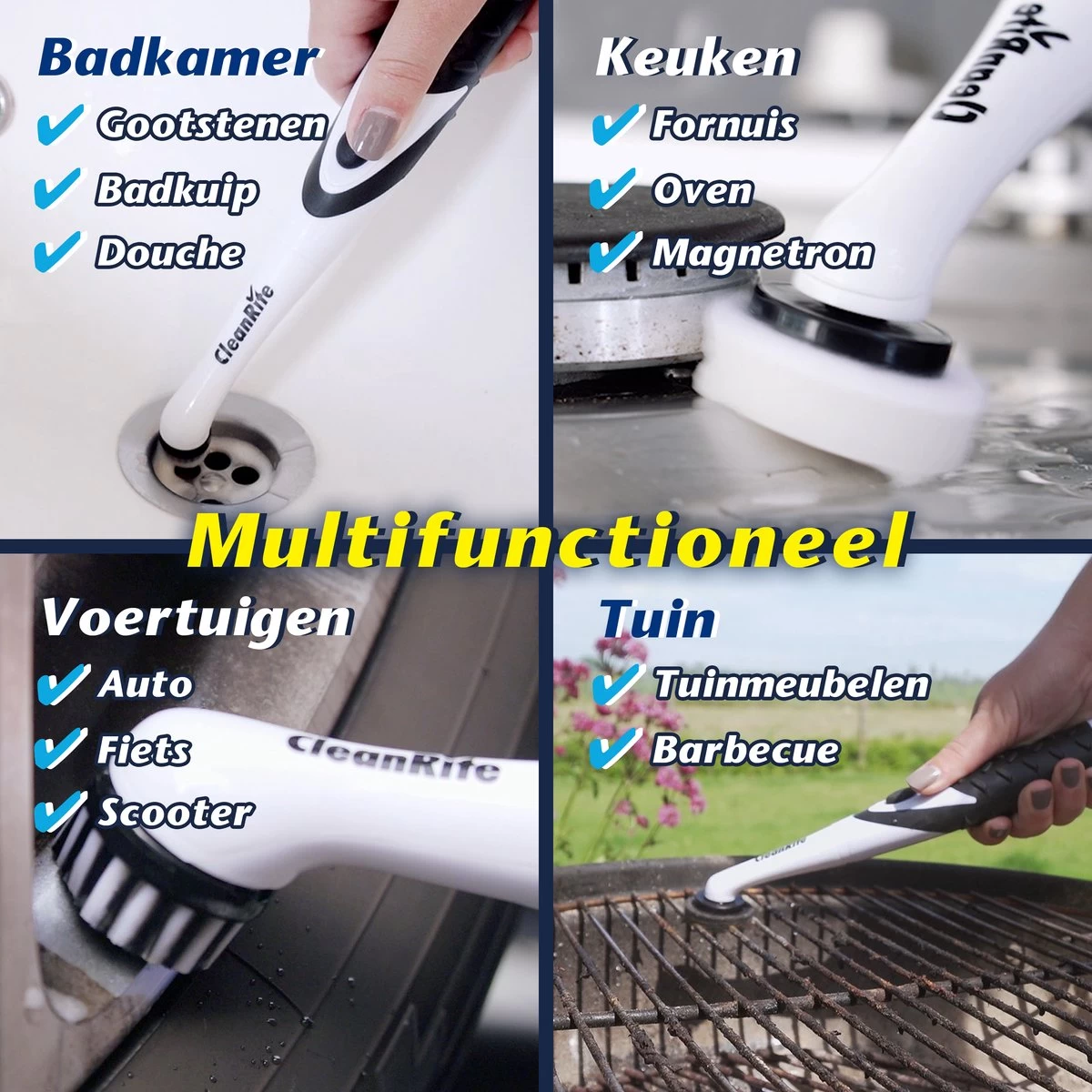CleanRite® Multi Scrubber - Schoonmaakborstel Voor Auto, Fornuis, Tegels En Voegen 2 CleanRite® Multi Scrubber - Schoonmaakborstel Voor Auto, Fornuis, Tegels En Voegen - Afbeelding 2