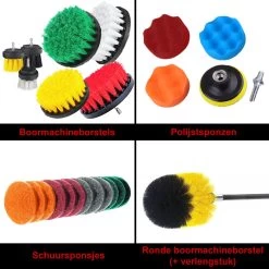 Borstelset Boormachine 25 Delig Per 2 - Schuursponsjes- Schrobborstel - Boorborstel - Schuurborstel - Borstel Boormachine - Schoonmaakborstel - Reinigingsborstel - Tapijtreiniger - Borstelset -Huishoudelijke Schoonmaak 1200x1200 823
