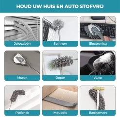 NovaBeau Plumeau Met Telescoopsteel – Microvezel Ragebol Uitschuifbaar - 9-delig Duster Set Met Voegenborstel – RVS Stoffer – Grijs Chenille Borstel – Wasbaar En Draaibaar -Huishoudelijke Schoonmaak 1200x1200 848