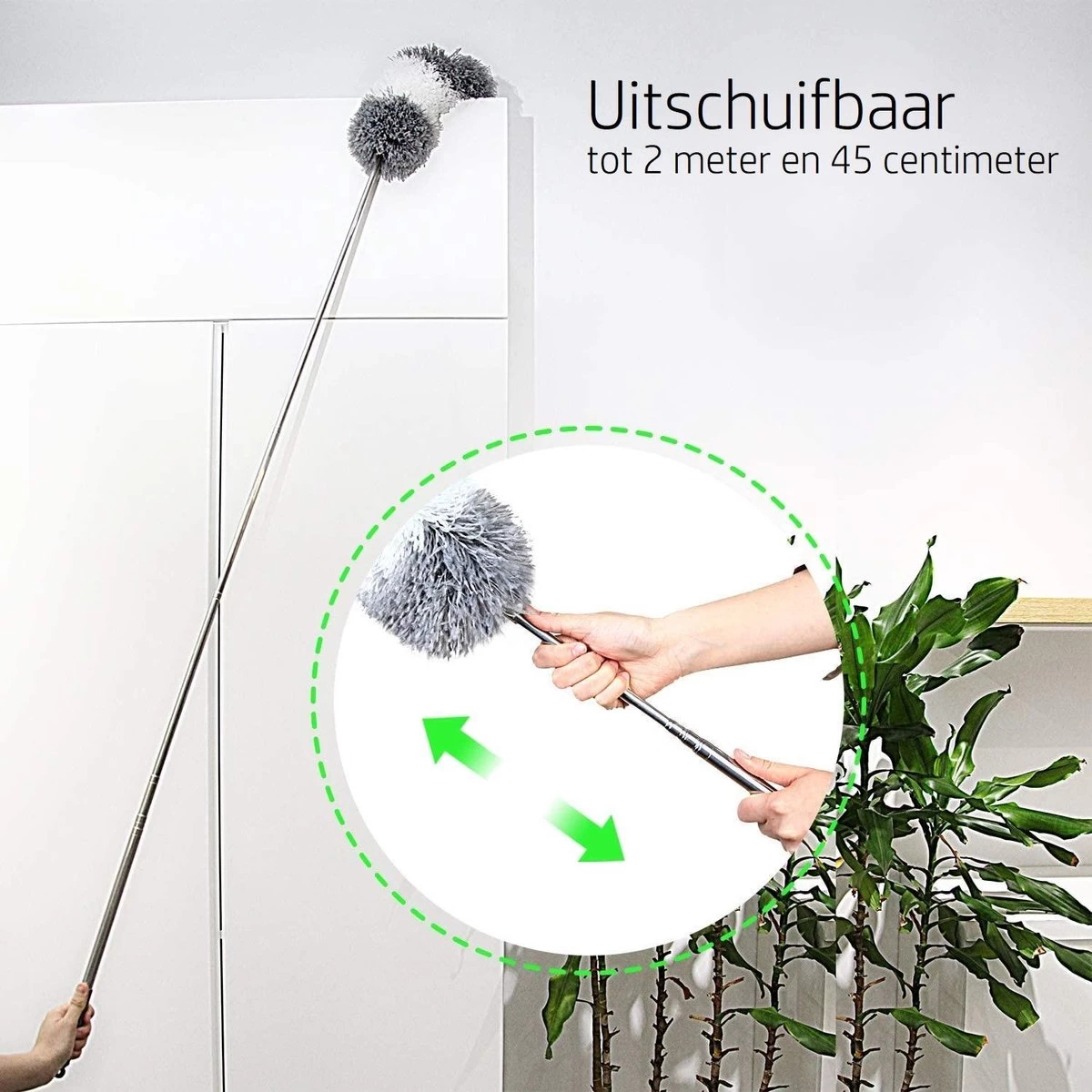 Vannons - Plumeau - Ragebol - Plumeau Uitschuifbaar Tot 245 Cm - Met Telescoopsteel - Wasbaar Microvezel - Grijs Wit 7 Vannons - Plumeau - Ragebol - Plumeau Uitschuifbaar Tot 245 Cm - Met Telescoopsteel - Wasbaar Microvezel - Grijs Wit - Afbeelding 7