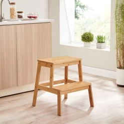 ACAZA Krukje In 2 Niveaus - Houten Opstapje - Bruin -Huishoudelijke Schoonmaak 1200x1200 877