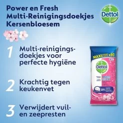 Dettol - Schoonmaakdoekjes - Power & Fresh - Kersenbloesem - 80 Stuks X8 8 Dettol - Schoonmaakdoekjes - Power & Fresh - Kersenbloesem - 80 Stuks X8 -Huishoudelijke Schoonmaak 1200x1200 958
